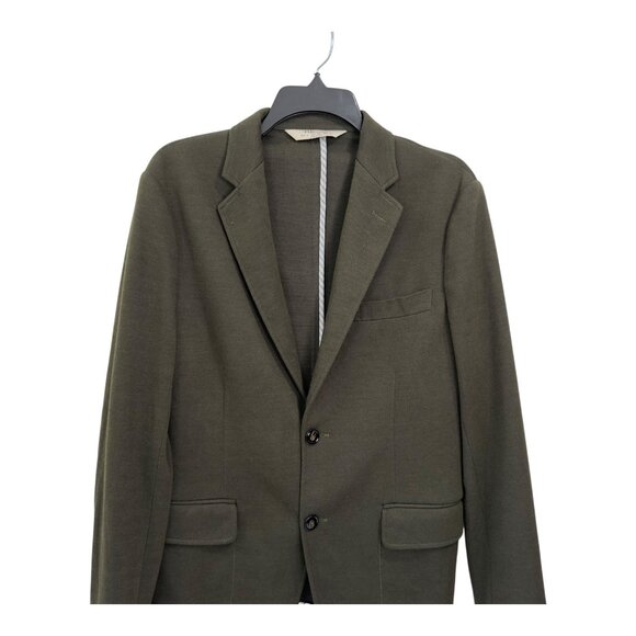 H.E. By Mango Slim Fit Mens Olive Green Blazer Jacket Size USA XS Patched elbow - Picture 3 of 12